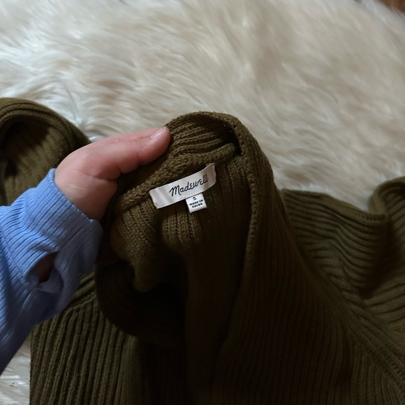 MADEWELL Nolan Ribbed Cardigan In Asparagus - Picture 5 of 5